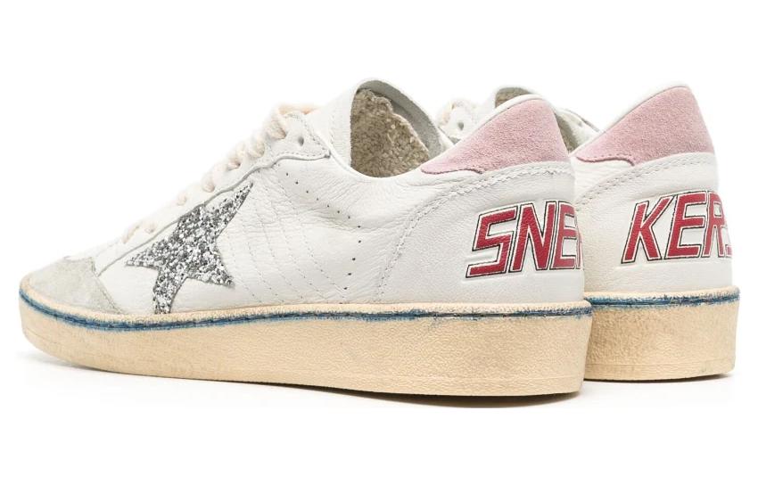 Golden Goose Баллстар низкие кожаные кроссовки бело-серебристые, цвет White Silver — фото 4