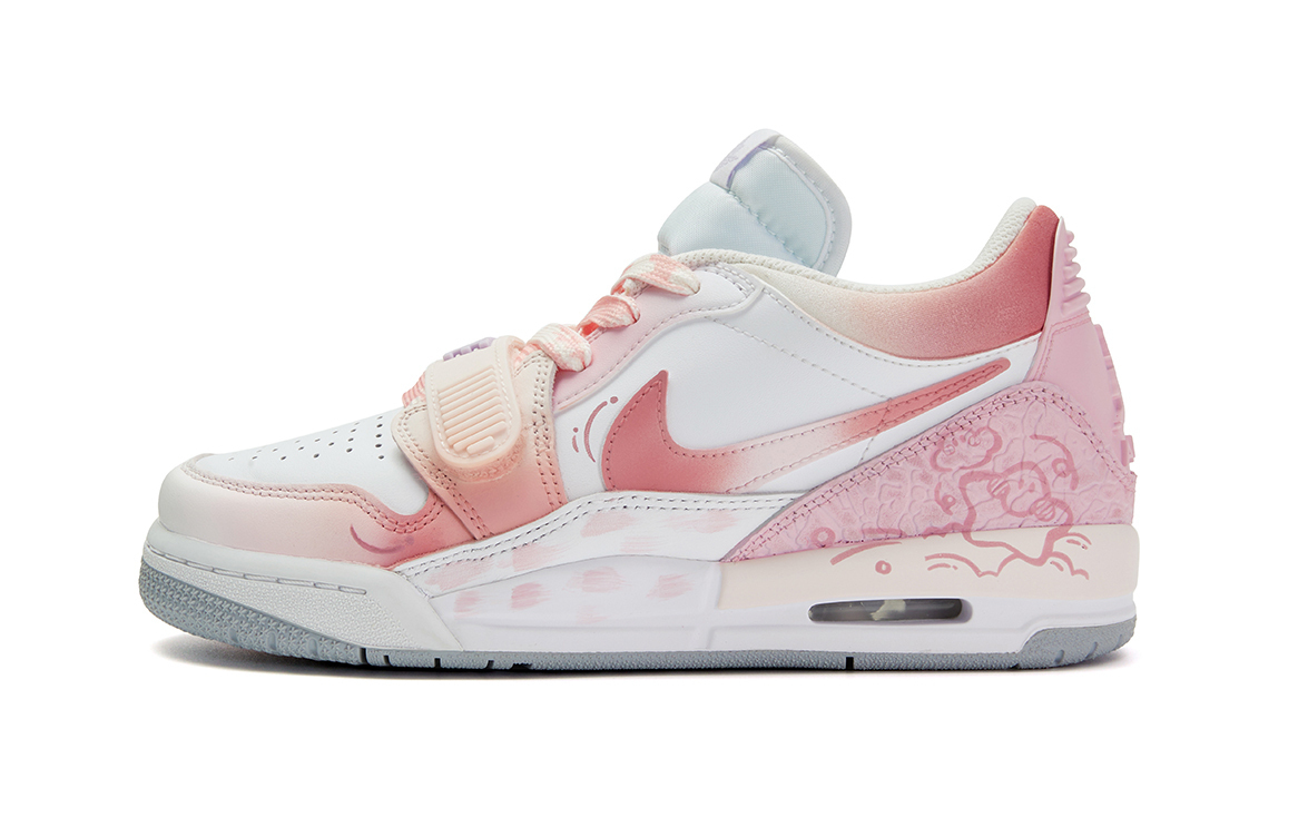 Jordan Legacy 312 противоскользящие износостойкие низкие детские скейтборд кроссовки pink white для подростков — фото 3