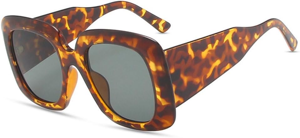 

Модные большие квадратные женские солнцезащитные очки в стиле ретро с леопардовым принтом и широкими дужками, солнцезащитные очки UV400 для мужчин, розовые солнцезащитные очки-желе generic, Leopard Dark Green