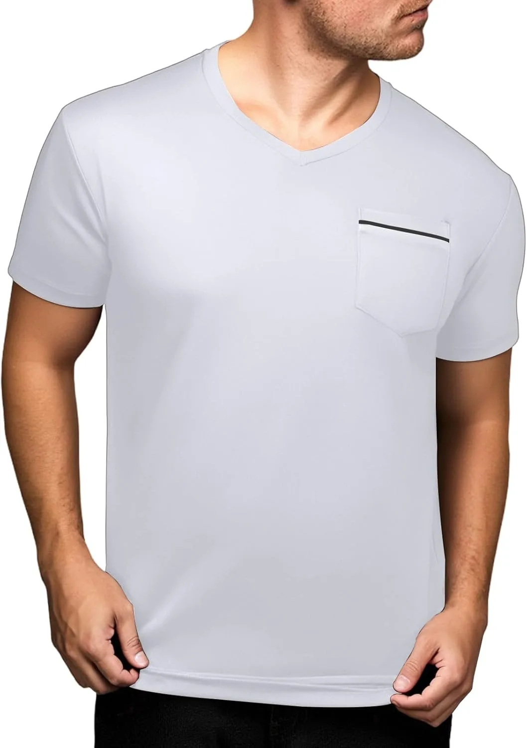 

Мужская футболка с карманом, короткий рукав, быстросохнущая, с защитой от солнца XDFVC