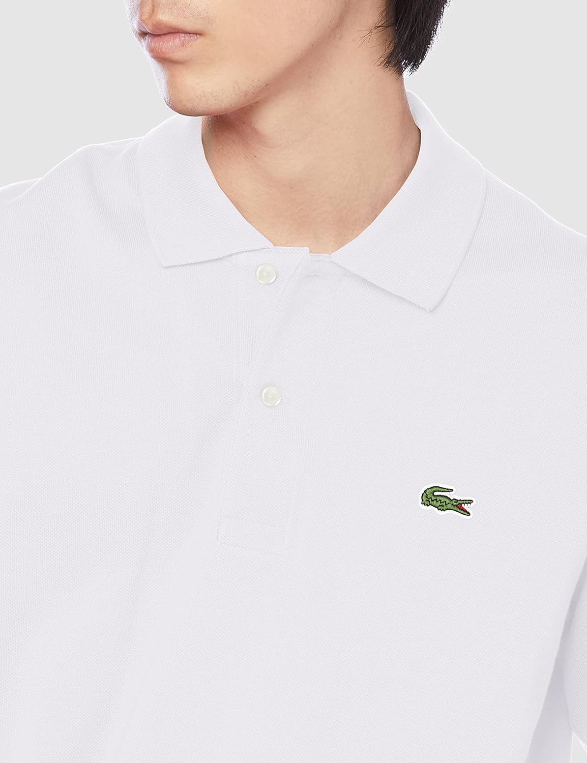 Мужская поло-рубашка с длинным рукавом Lacoste L1312DL оригинального кроя, белый — фото 2