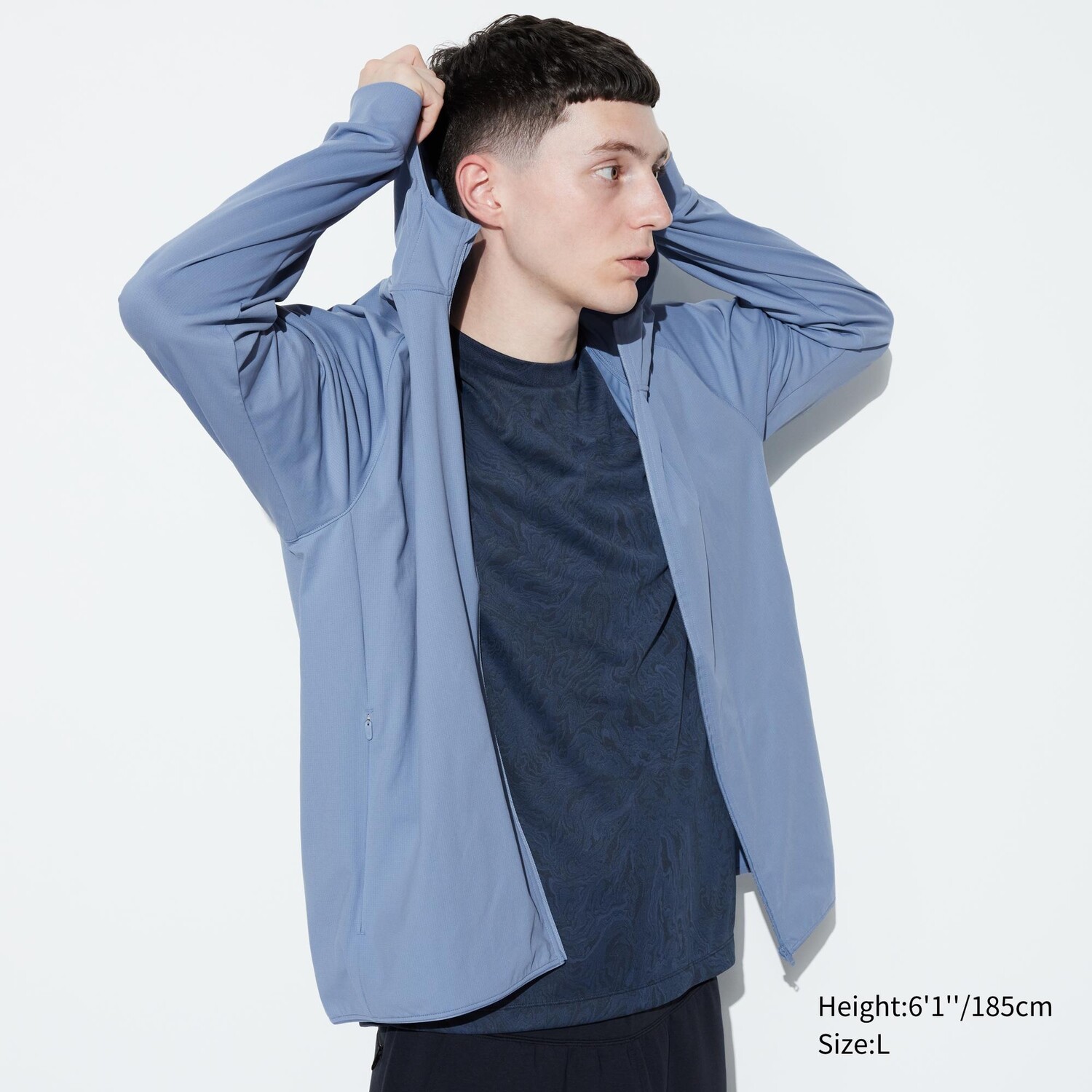 

Толстовка DRY-EX Ultra Stretch с капюшоном и молнией UNIQLO, синий
