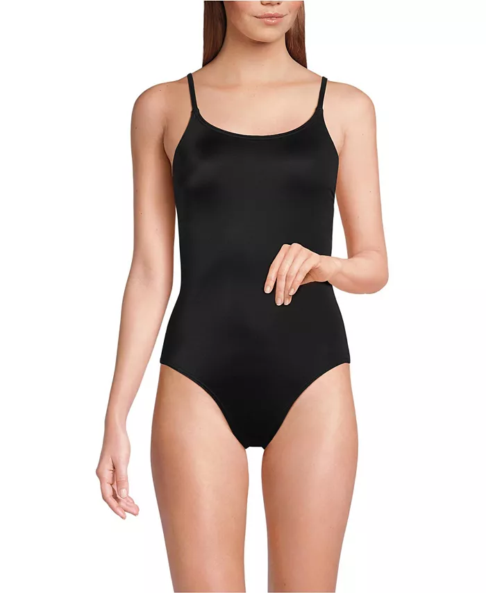 

Женский цельнокроеный купальник Tugless Thin Strap One Piece без застежек на тонких бретелях Lands' End, черный