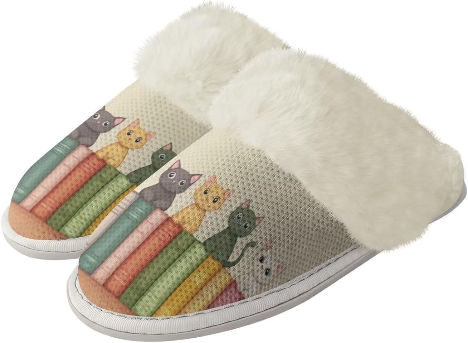 

Комнатные тапочки Binienty для женщин и мужчин, для дома и улицы, легкие, с противоскользящей подошвой, Cat Book
