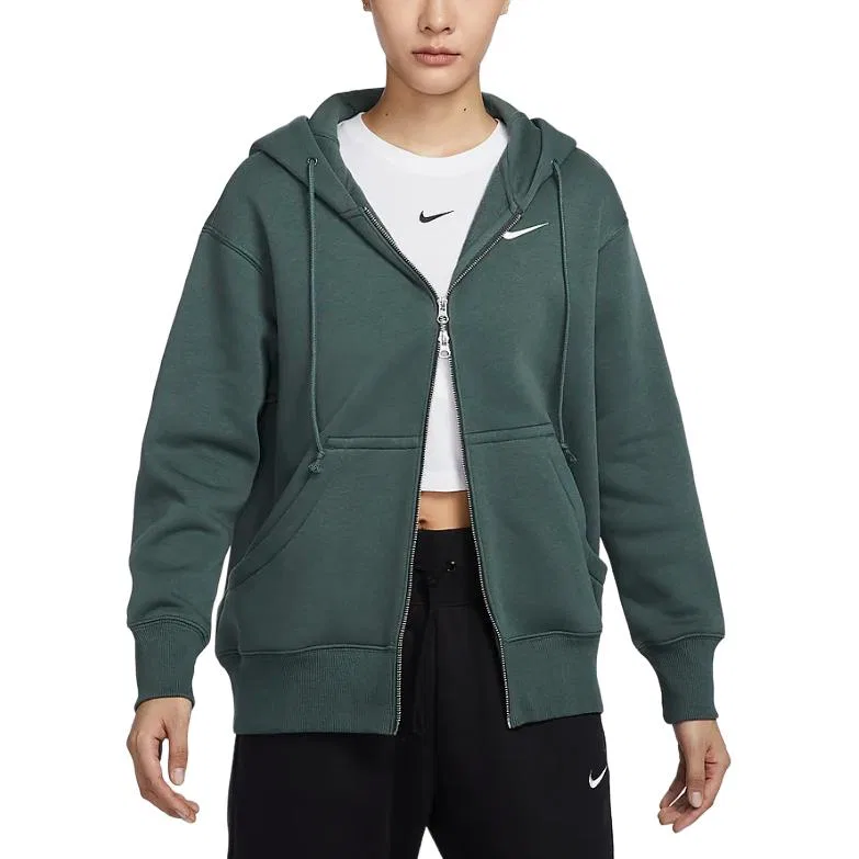Женская куртка-худи Sportswear Phoenix Fleece Oversize на молнии с флисовой подкладкой Nike, Vintage Green — фото 3