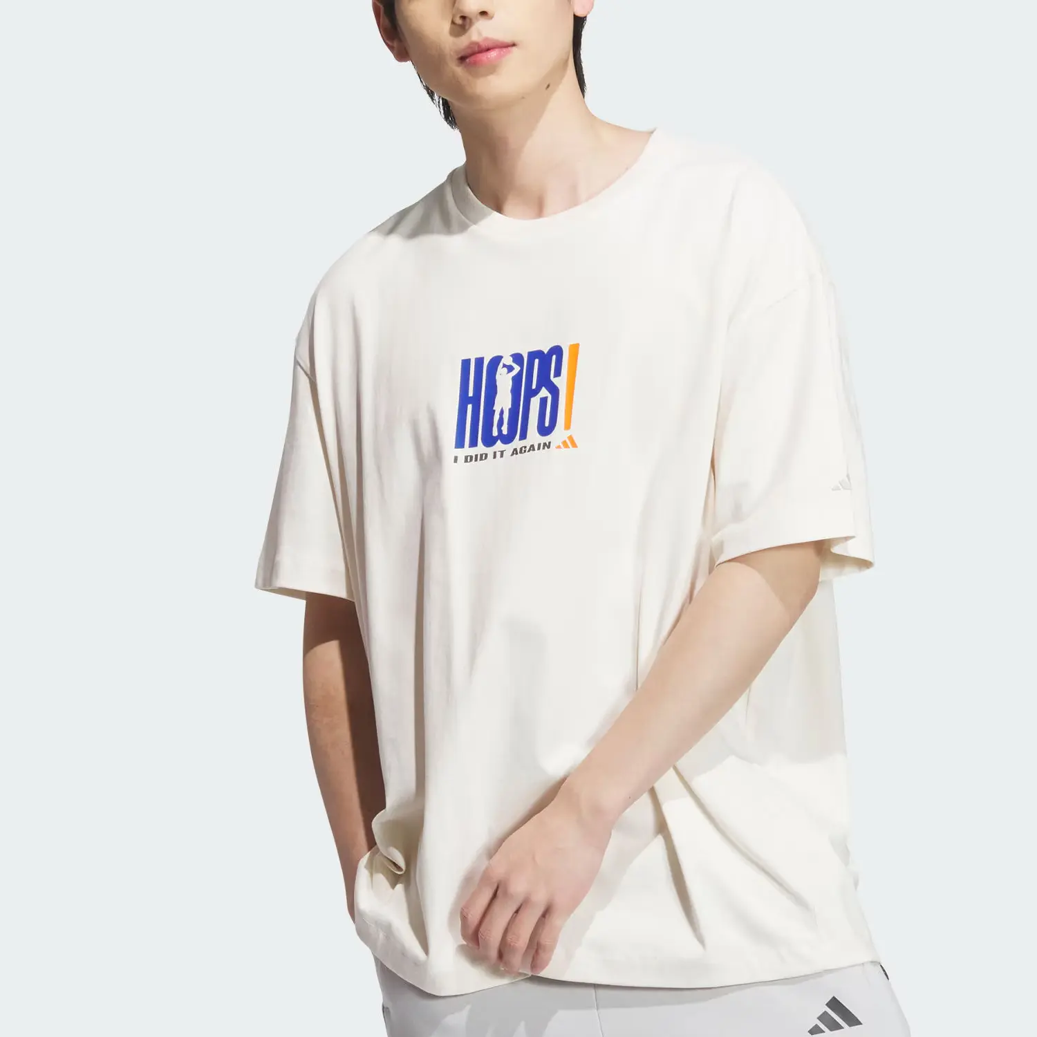 Adidas Футболка с баскетбольным принтом мужская Pink White — фото 4