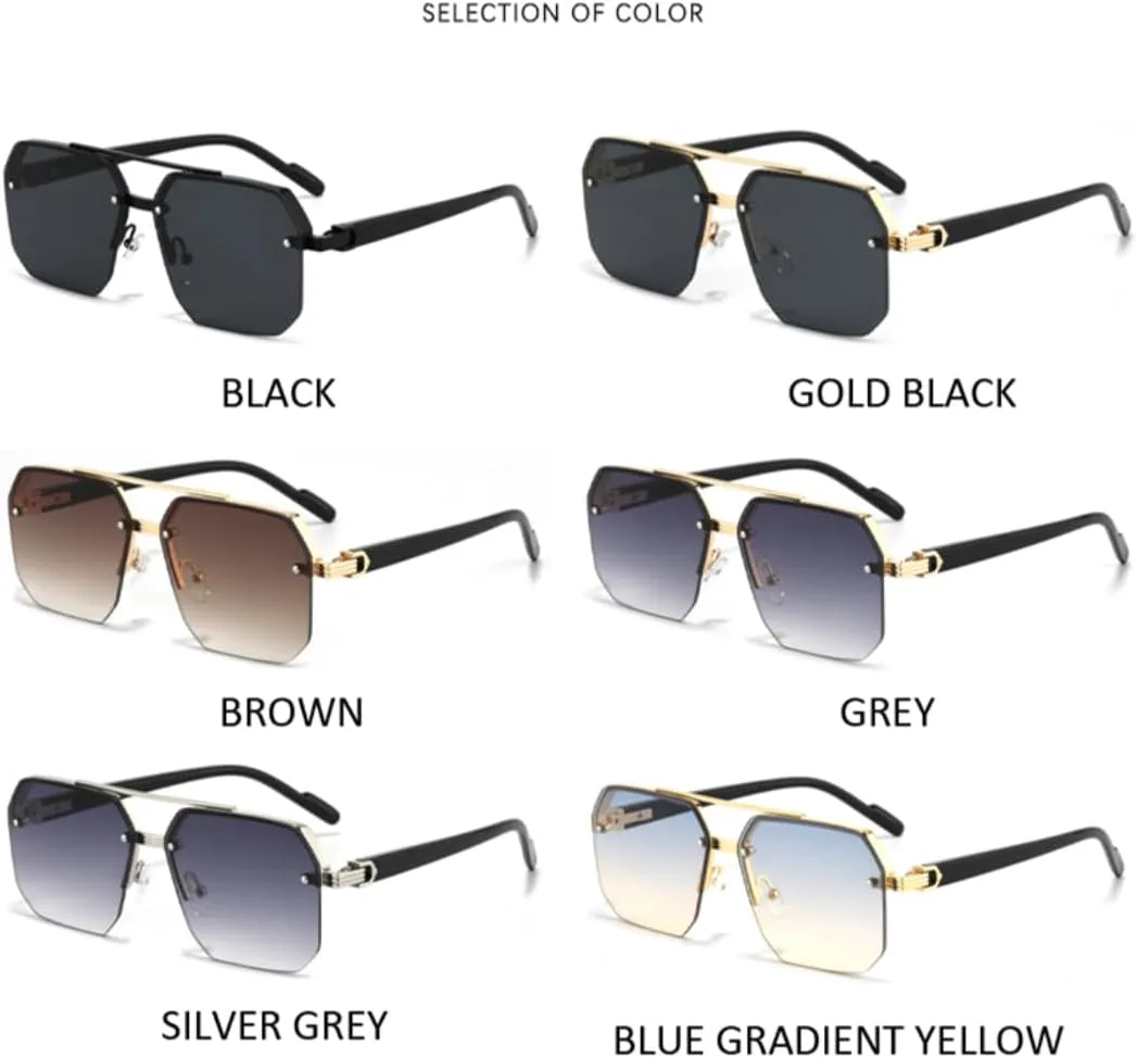 

Женские прямоугольные солнцезащитные очки без оправы, модные, классические, с градиентным переходом цвета, защита от УФ-излучения UV400 VFDHN, Gold Black