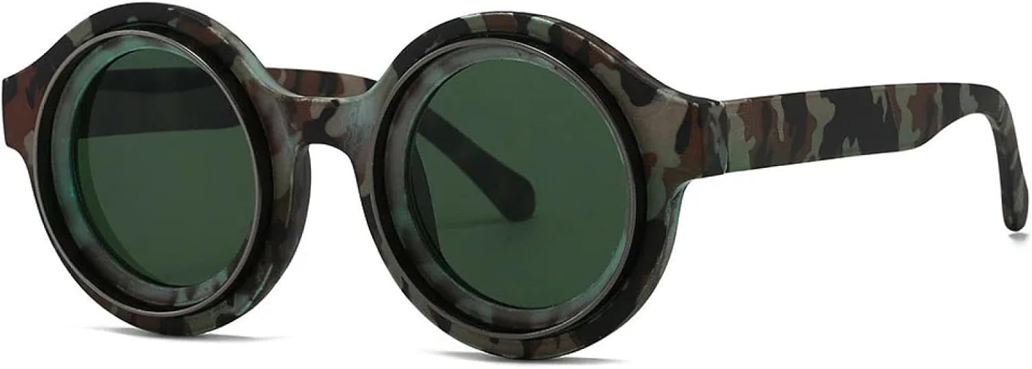 

Модные винтажные круглые солнцезащитные очки для женщин и мужчин в стиле панк, роскошные, классические, стимпанк, с защитой от УФ-излучения UV400 TYUVIVO, Military Green