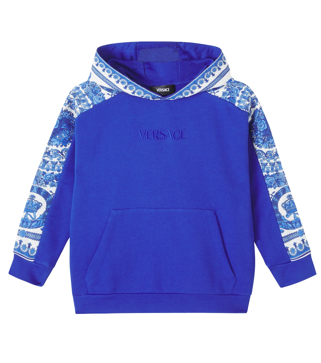 

Хлопковая толстовка с капюшоном Barocco Versace Kids, Royal Blue+Ivory