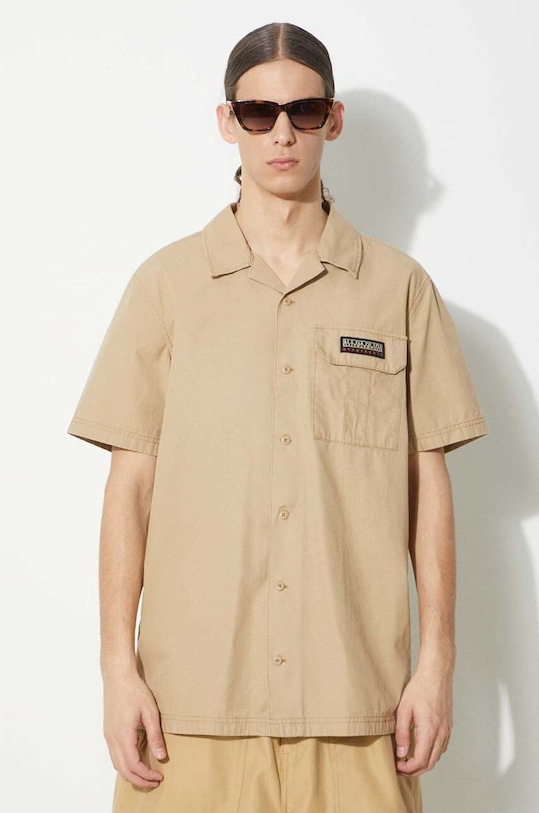 

Хлопковая рубашка G-Boyd Napapijri, бежевый