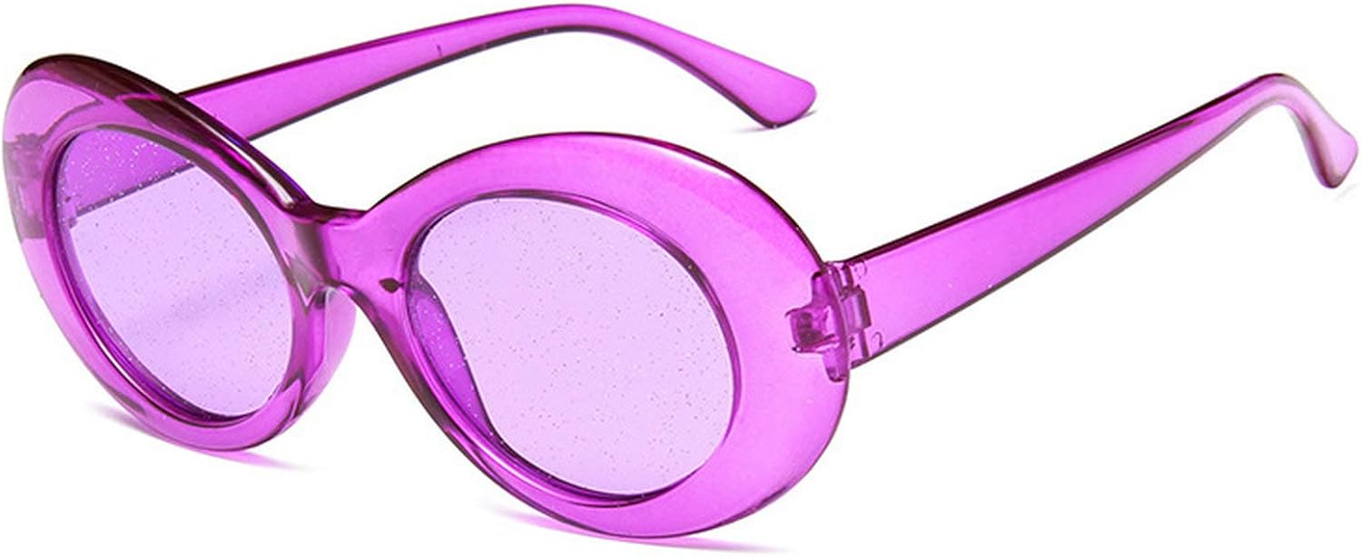 

Женские солнцезащитные очки овальной формы с блестящими линзами, яркие, классические, с прозрачной оправой, защита от УФ-излучения UV400, ретро, ​​розовые COTIA, Purple