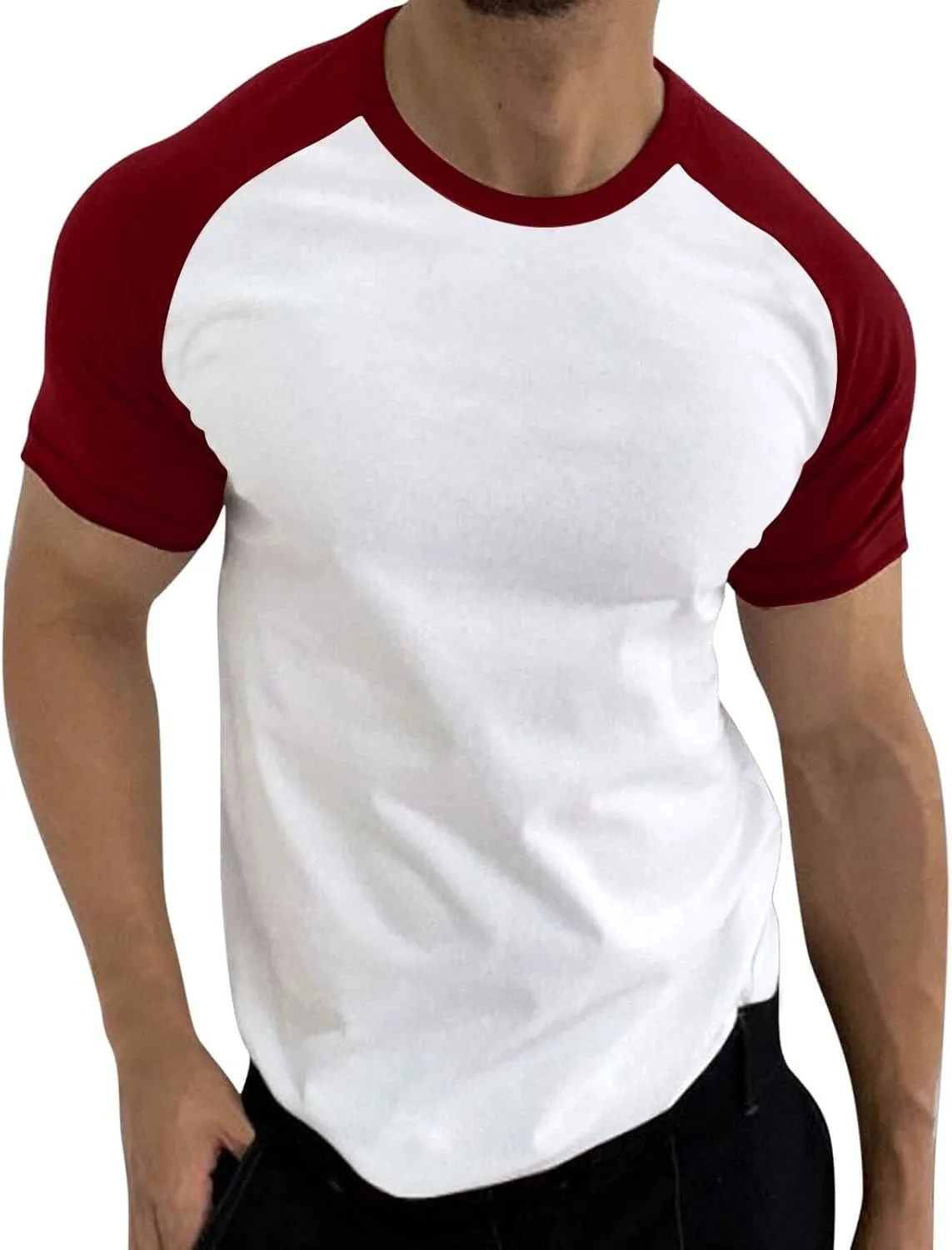 Мужская бейсболка casual slim fit с коротким рукавом и цветными блоками