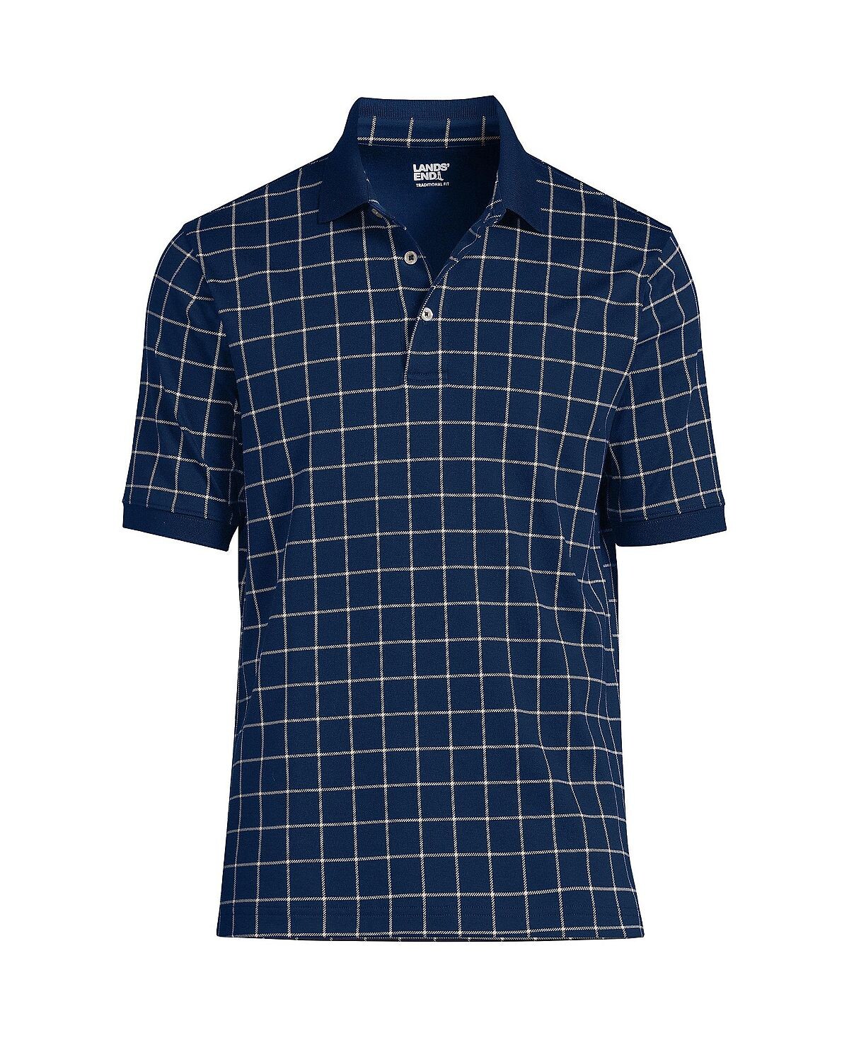 

Мужская супермягкая рубашка-поло Supima с короткими рукавами и высоким воротником Lands' End