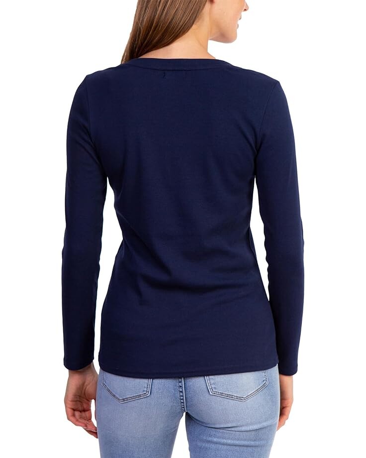 

Футболка U.S. POLO ASSN. USPA Long Sleeve Rib V-Neck Tee, цвет Classic Navy Heather