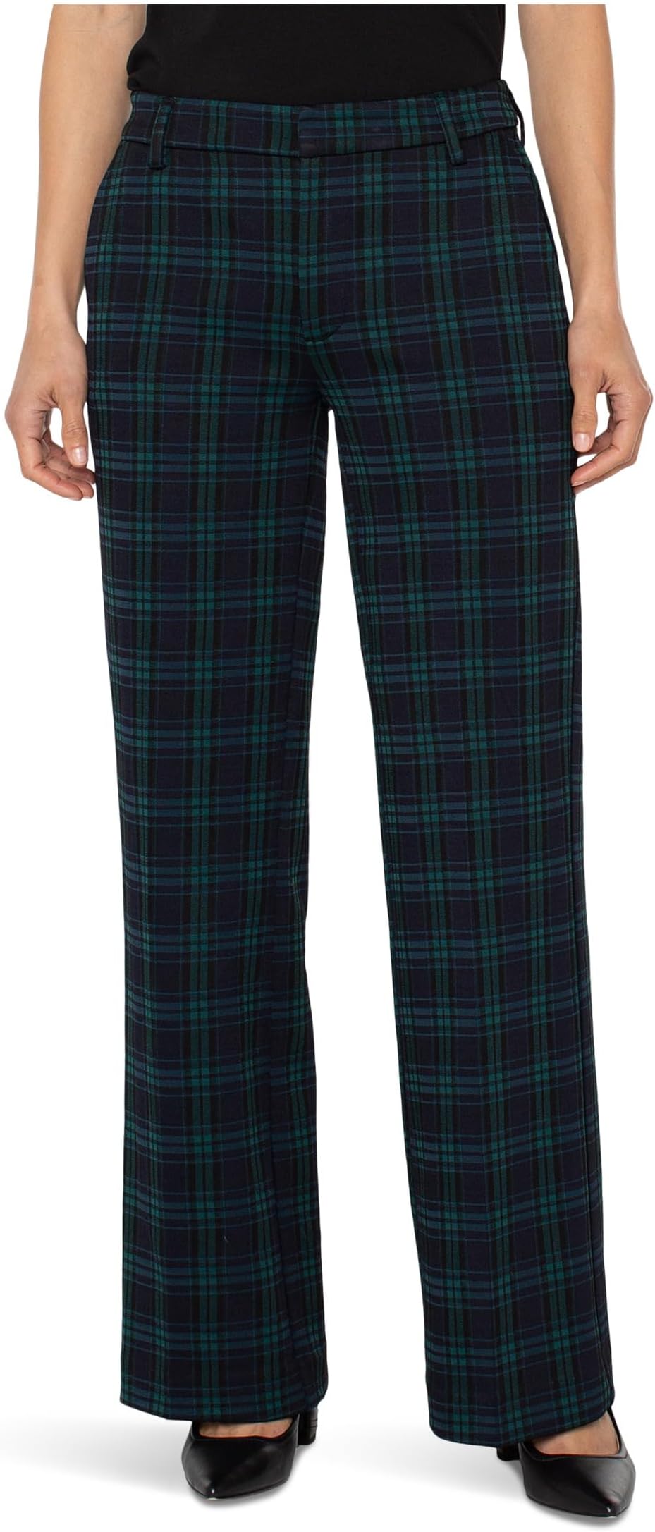 

Женские брюки Kelsey со средней посадкой и широкими штанинами Liverpool Los Angeles, Black Watch Plaid