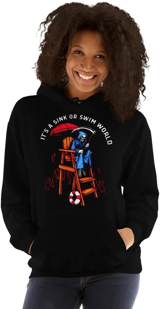 It's A Sink Or Swim World Funny Halloween худи Unisex Generic, черный