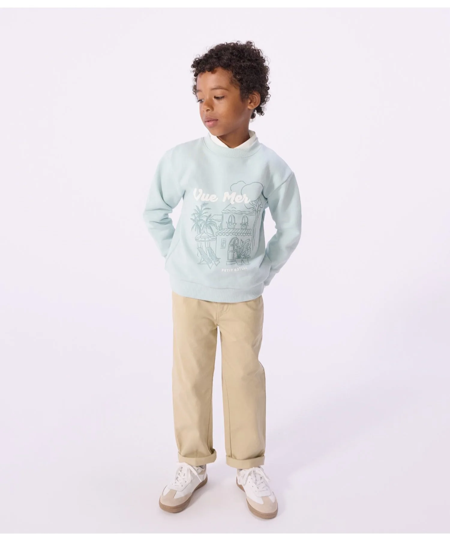 Детские штаны из ткани serge PETIT BATEAU бежевые