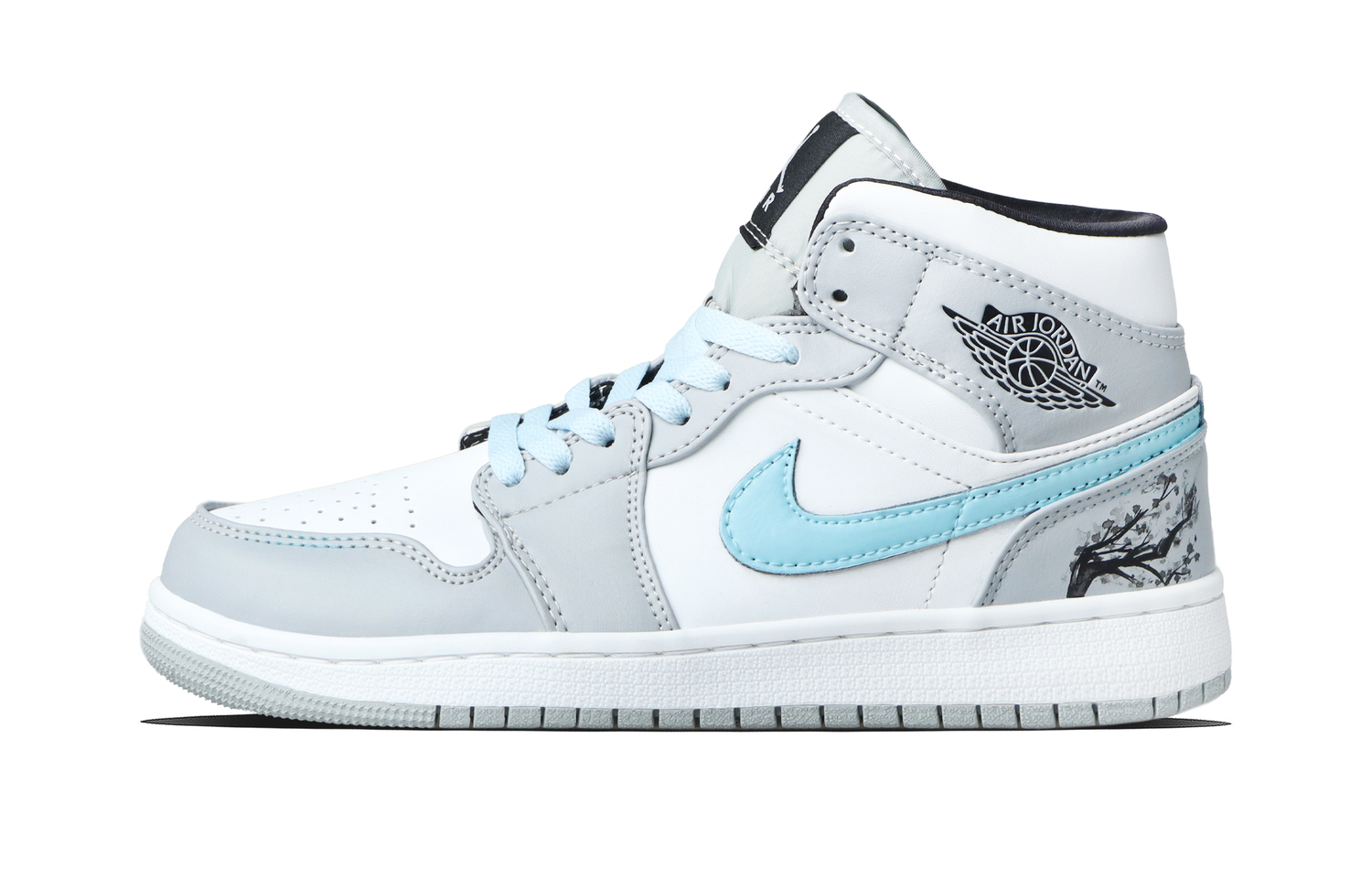 

Jordan Кроссовки Air 1 Plum Branch Blue Abrasion Resistant Mid top Vintage Basketball Unisex Blue