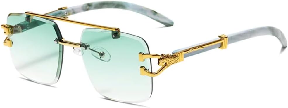 

Роскошные безрамочные солнцезащитные очки квадратной формы с градиентным переходом для женщин, ретро-стиль, двойная перемычка, модные мужские солнцезащитные очки UV400 TVTBBVV, Green