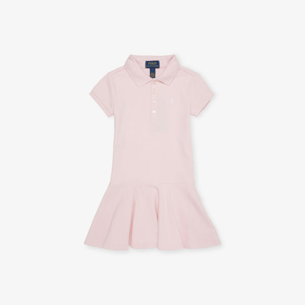

Платье из хлопка с логотипом, с эластичной тканью, для девочек Polo Ralph Lauren, белый