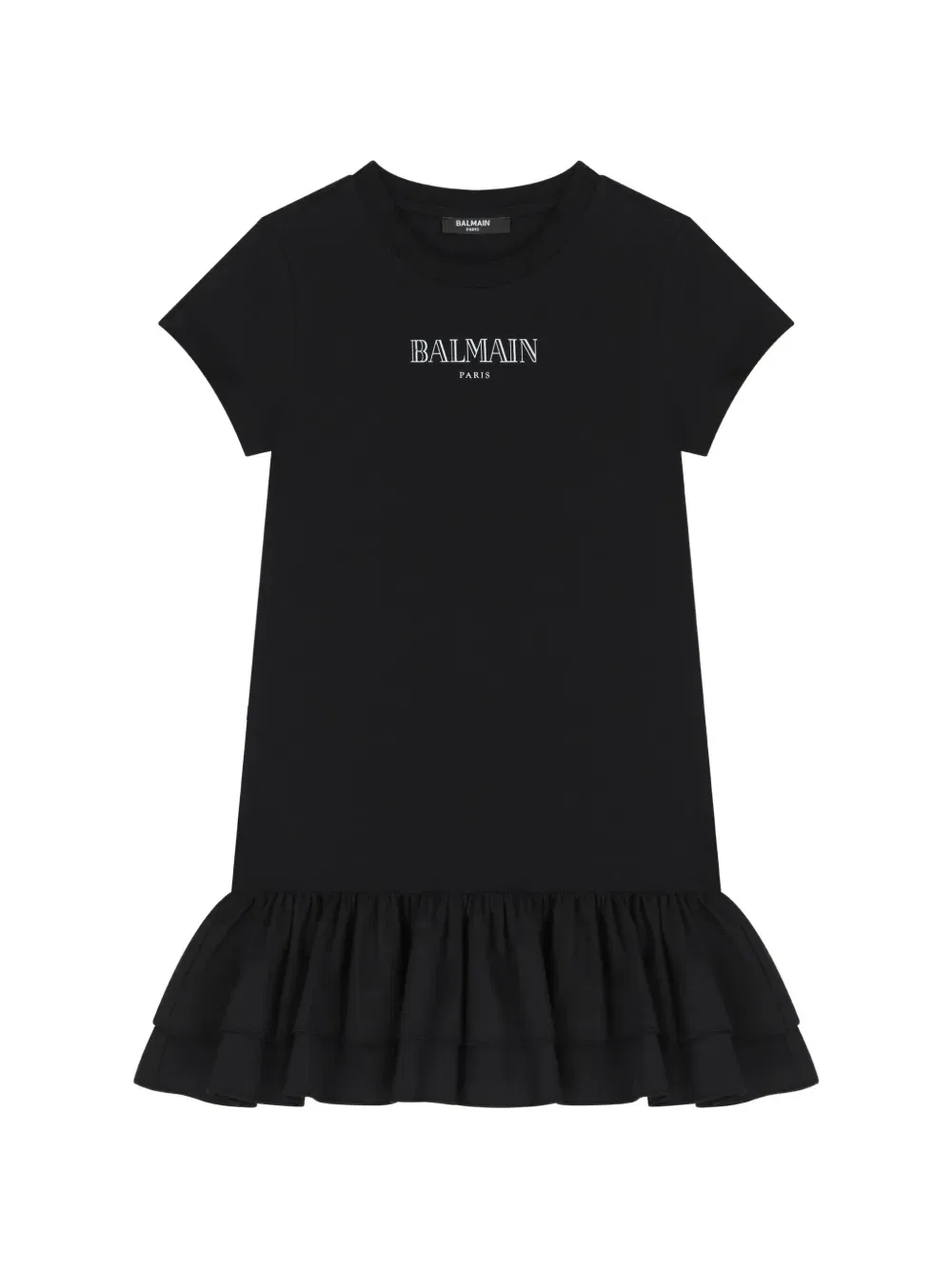 Платье-футболка с оборками Balmain Kids, черный