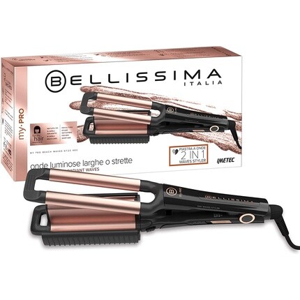 

Выпрямитель для волос Bellissima My Pro Beach Waves GT20 400 с керамическим покрытием и 3 настройками температуры — черный, Imetec