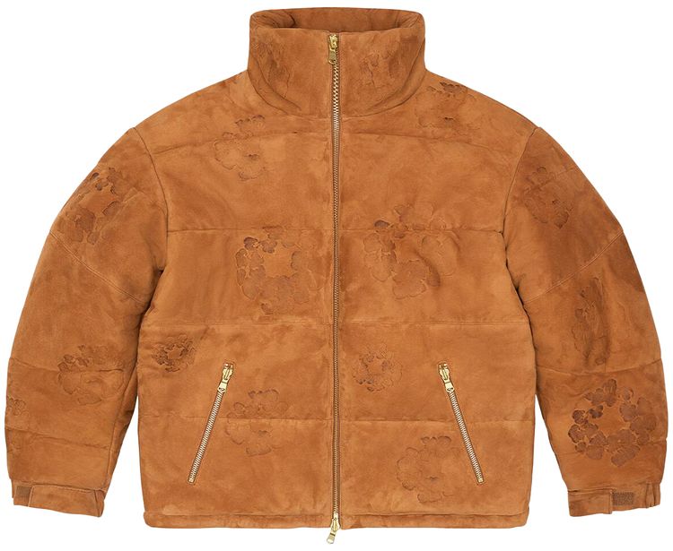 

Пуховик Denim Tears Embossed Leather Wreath Puffer, коричневый