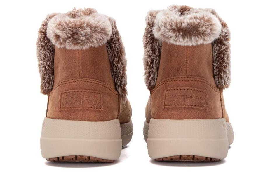 Женские ботинки Skechers низкие с мехом, коричневый — фото 3