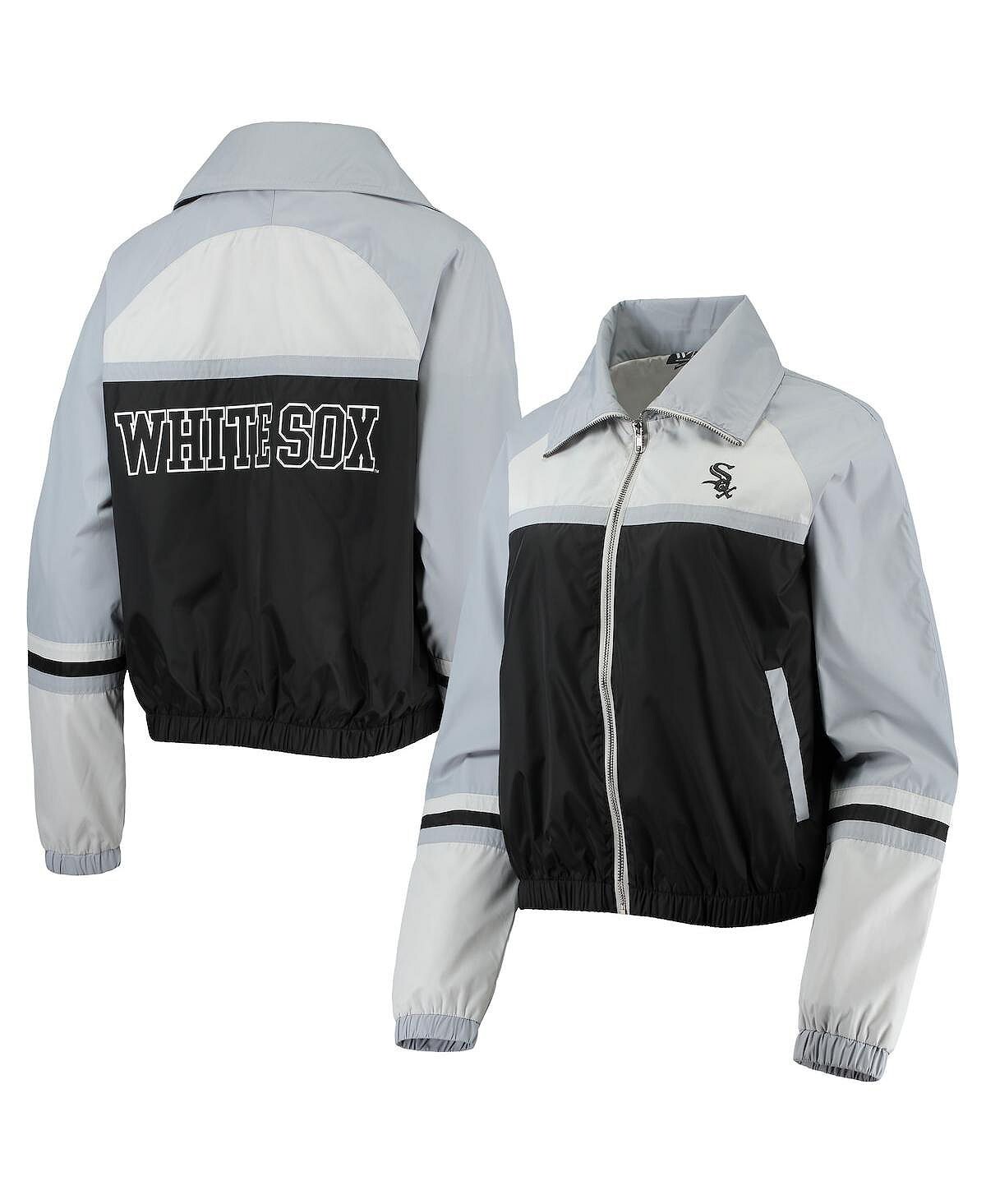 

Женская черная спортивная куртка Chicago White Sox с цветными блоками и молнией во всю длину реглан The Wild Collective, черный