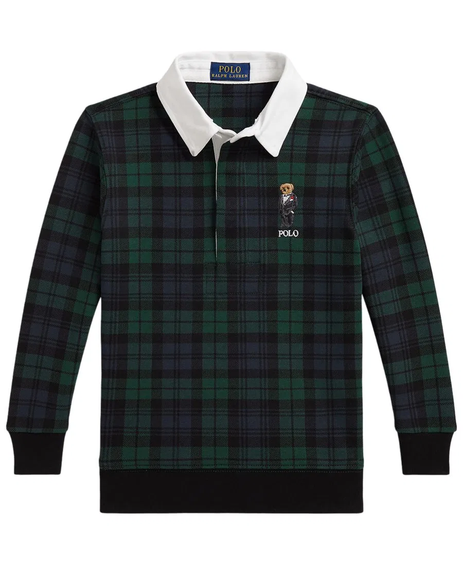 Детская толстовка в клетку «Поло» для мальчиков 2T-7 лет, регбийная Polo Ralph Lauren, Black/Green
