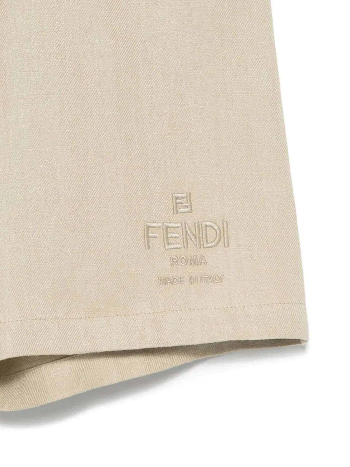 Шорты с вышитым логотипом FENDI, бежевый — фото 2