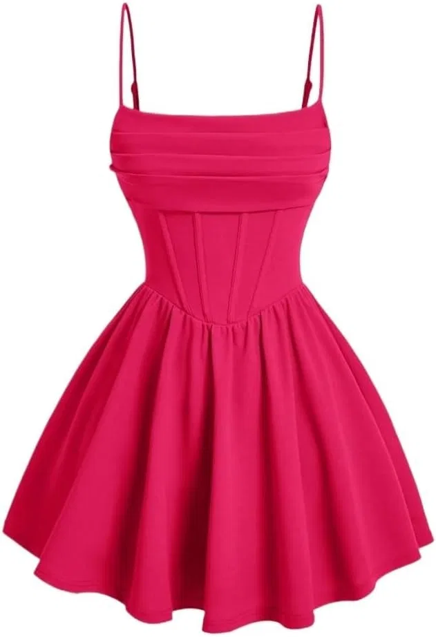 Женское короткое пляжное платье на бретелях с запахом, Hot Pink