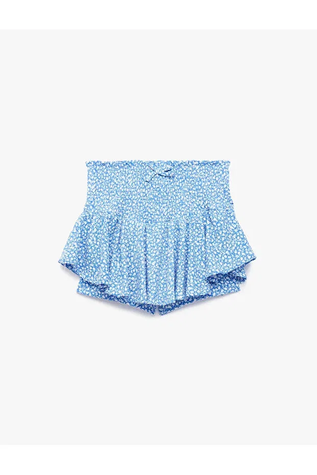 Детские шорты для девочек с принтом Bowknot floral patterned pleated blue girls' shorts 6skg40177ak Koton, Blue Patterned