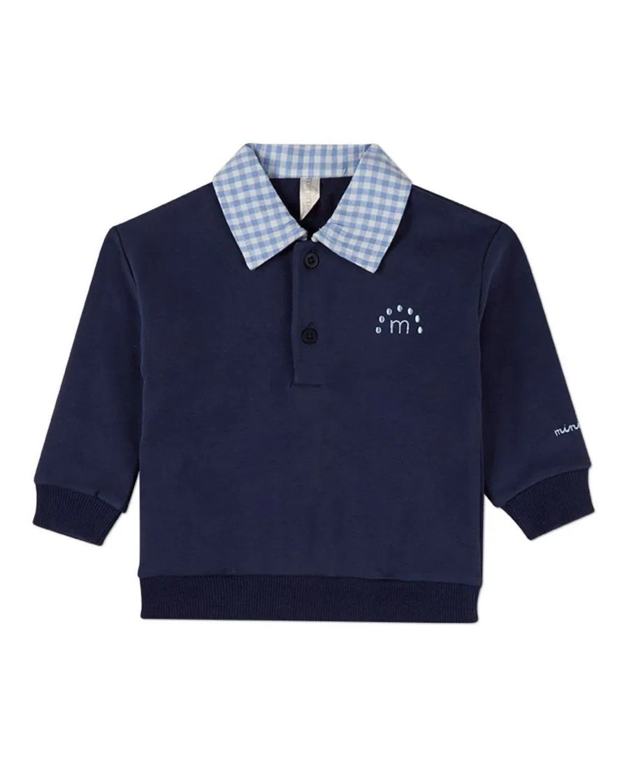 Свитшот с воротником-гингам MeMoi, Navy Blue