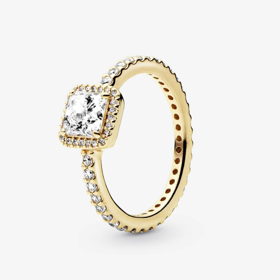 

Кольцо Pandora Timeless Square Sparkle Halo, золото
