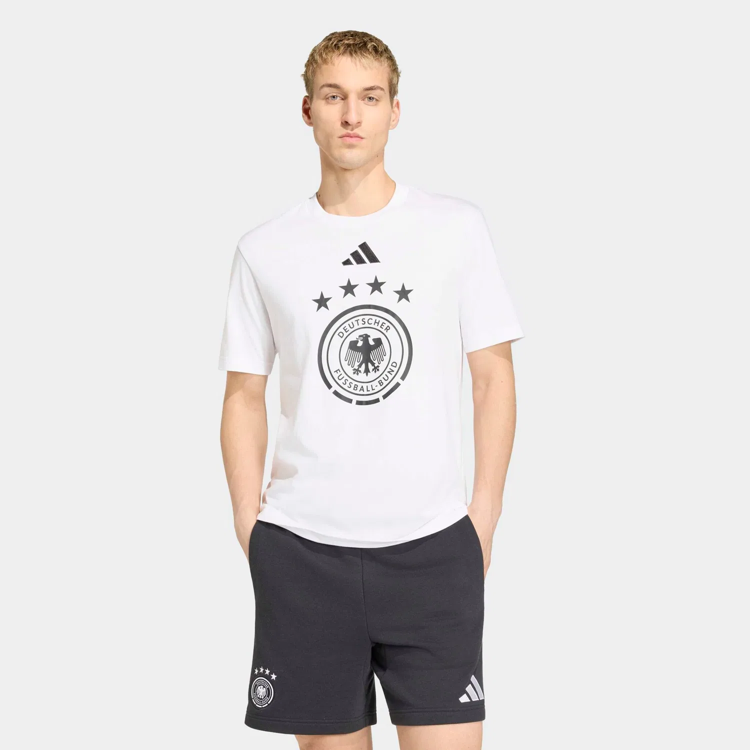 Мужская футболка с круглым вырезом и эмблемой DFB Adidas Performance, White