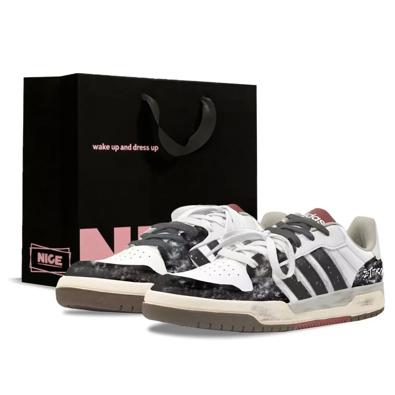 Детские скейтборд-кроссовки с низким верхом Black/White Adidas Neo