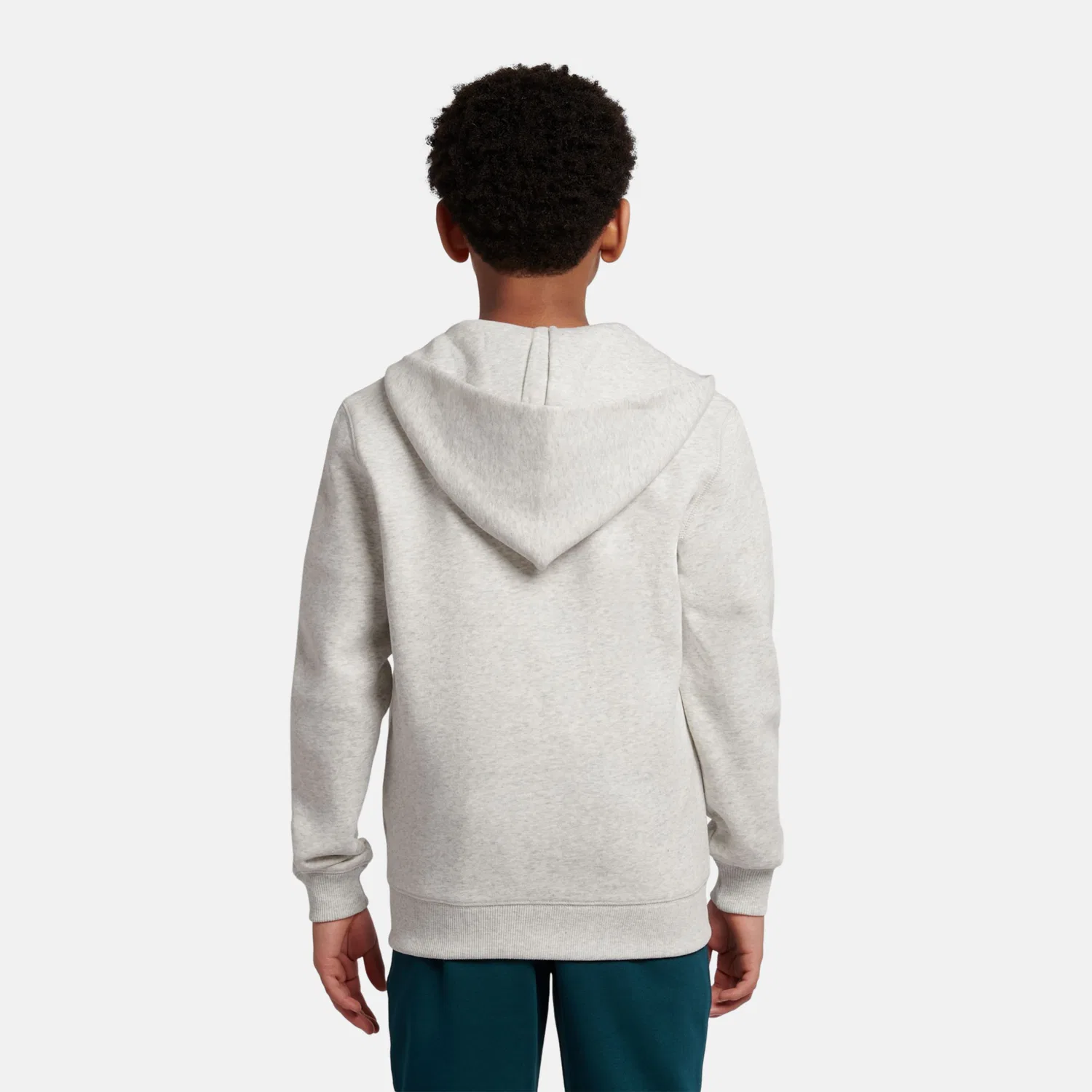 Детское худи на молнии с капюшоном и вышитым логотипом Brush Back Small Logo New Balance, Ash Heather — фото 4