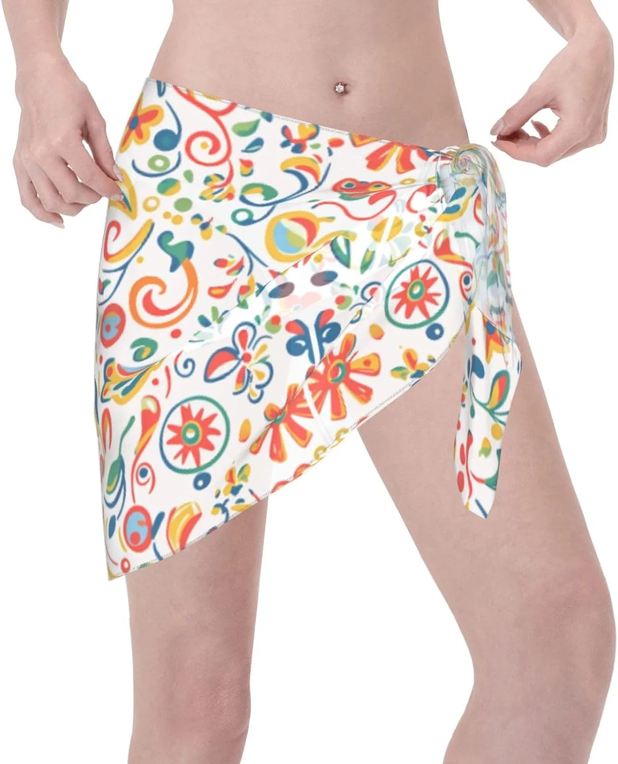Женская пляжная накидка из шифона с волнистыми краями, Paisley Multi 1 — фото 3