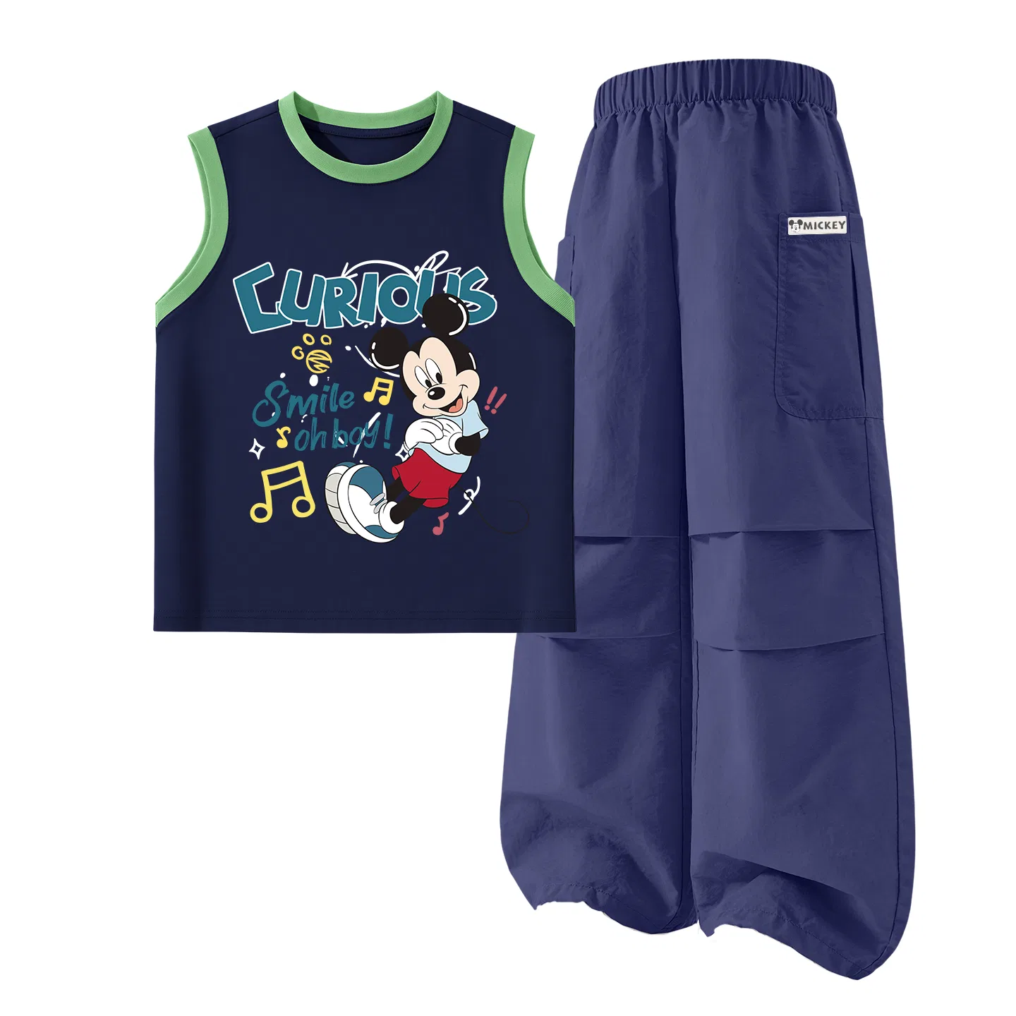 Детский костюм спортивный, круглый вырез, тонкий, дышащий, Disney, Dishang Green Blue