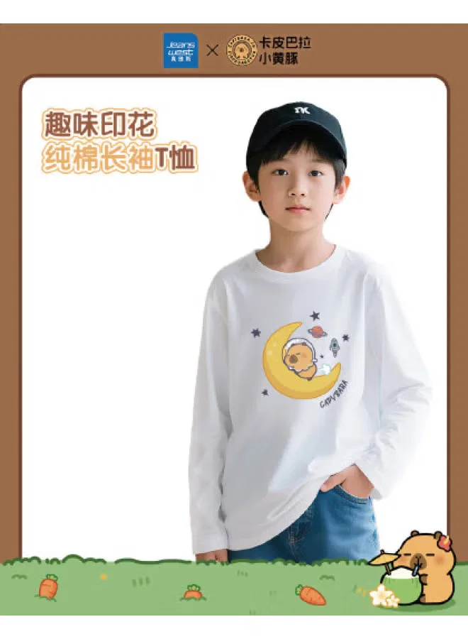Футболка с принтом с длинным рукавом Capybara x Little Yellow Dolphin Jeanswest, белый