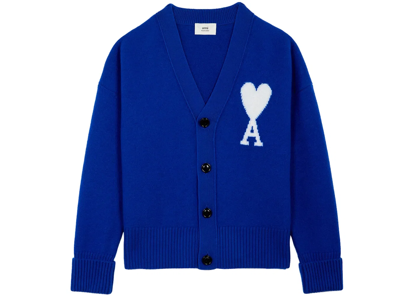 Мужской свитер оверсайз из мериносовой шерсти Ami De Coeur Ami Paris, Royal Blue/White