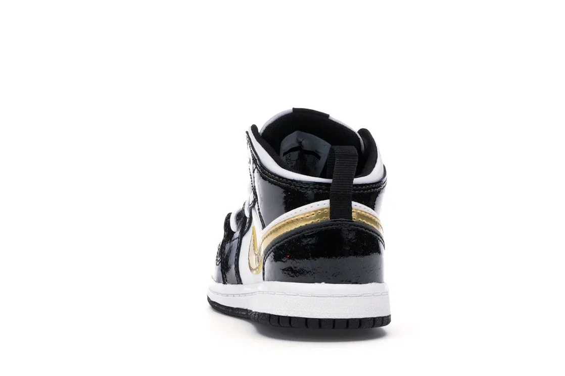 Детские кроссовки Lifestyle с высоким берцем Jordan 1 Mid Jordan, Black/White-Metallic Gold — фото 4
