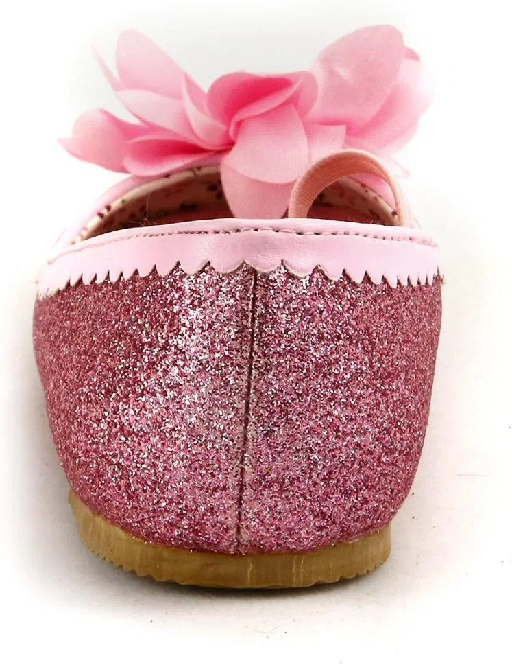 Детские туфли-балетки для девочек с блестками Beautiful Daisy Flower dollmaker, Pink — фото 3
