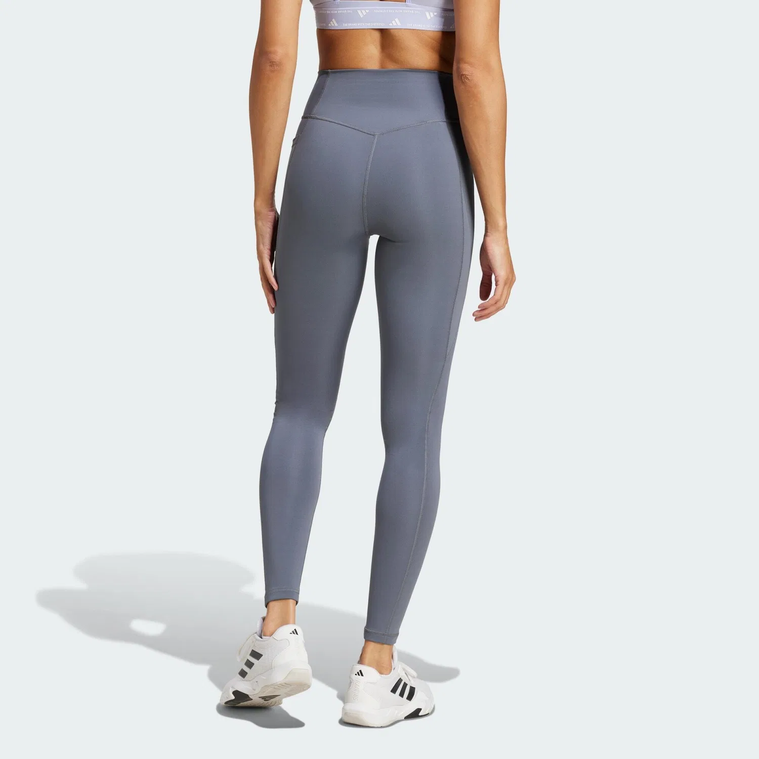 Женские леггинсы для тренировок с карманом Optime Essentials Stash Pocket Leggings, Adidas, Черный Белый — фото 3