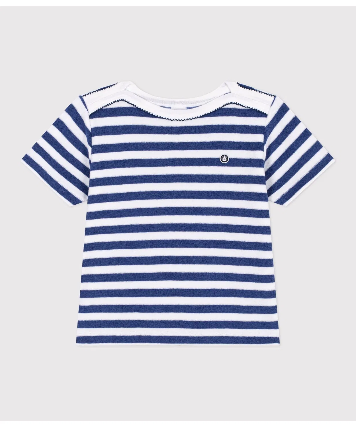 Детская футболка с длинным рукавомс принтом PETIT BATEAU, Белый/Синий — фото 3