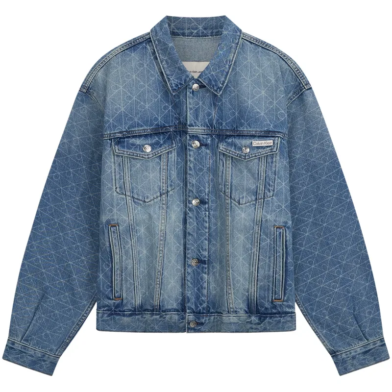 Мужская джинсовая куртка с отложным воротником Calvin Klein, EQC Denim Blue