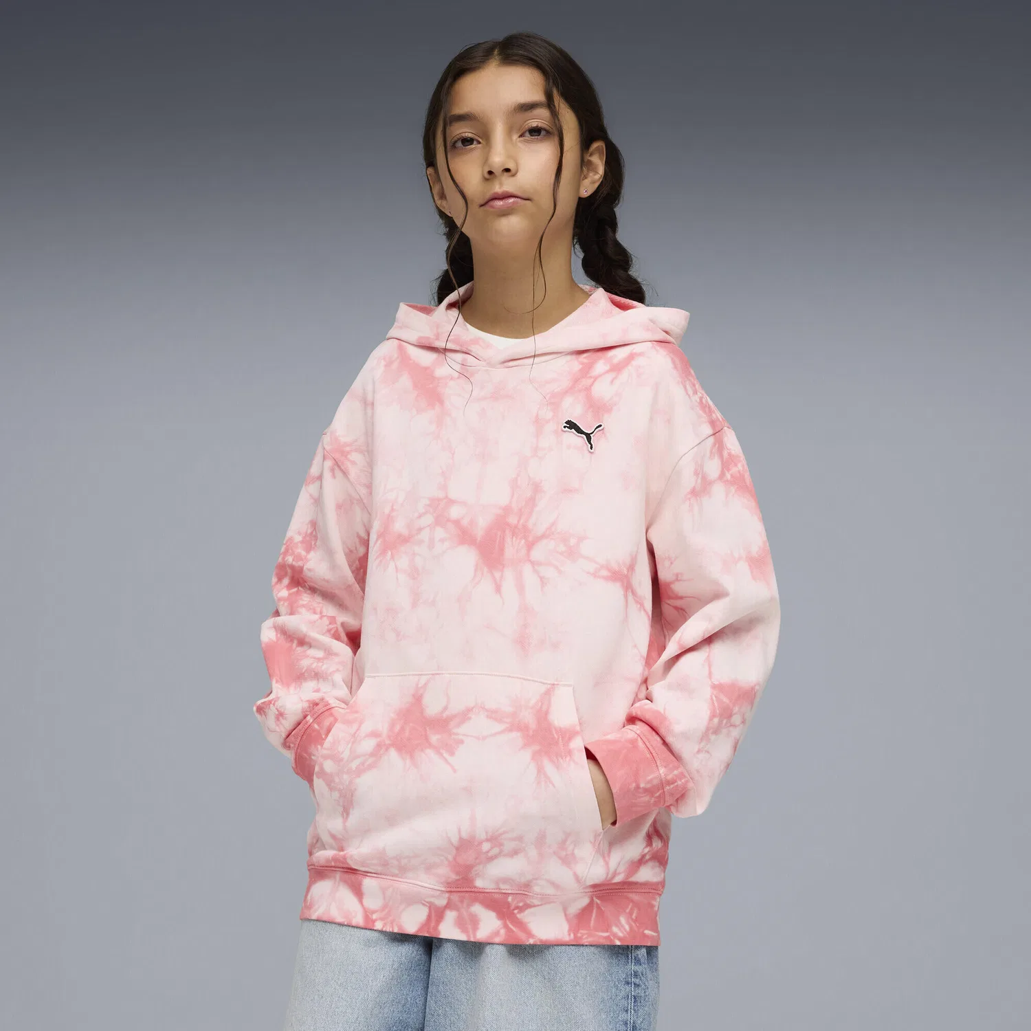 Детское худи с капюшоном Tie Dye Puma, Rosa — фото 2