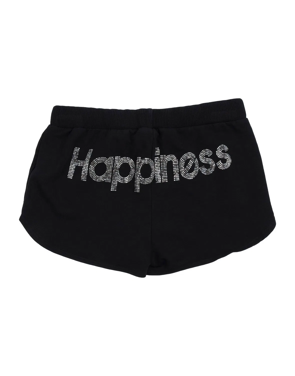 Детские шорты для девочек из футера с принтом Happiness, черный — фото 2