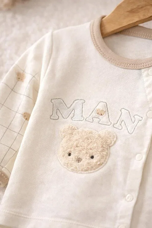 Детский комплект боди для мальчиков из органического хлопка Basics Bys Baby Fashion, Brown — фото 3